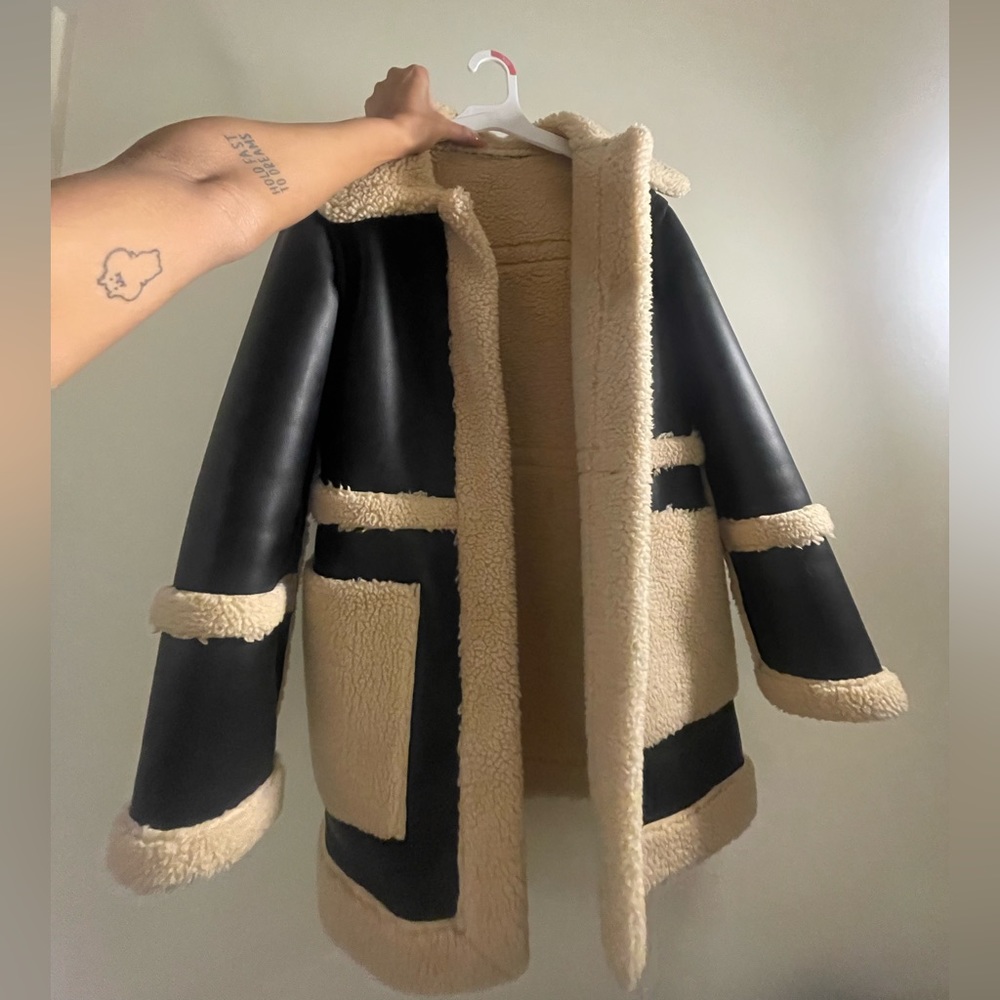 SOLD: ASOS TOPSHOP Reversible Faux Leather Sherpa Coat